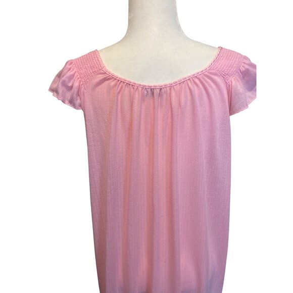 Vanity Fair Pink Peignoir & Nightgown Made In USA Lightweight Knit Short Sleeve - Picture 5 of 13